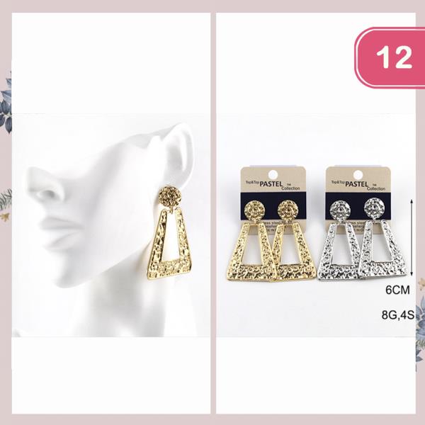 ROUND RECTANGLE DANGLE EARRING (12 UNITS)