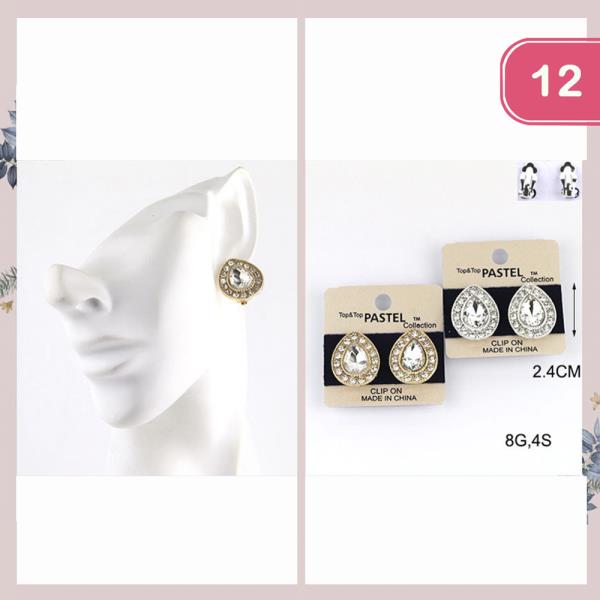 RHINESTONE TEARDROP EARRING (12 UNITS)