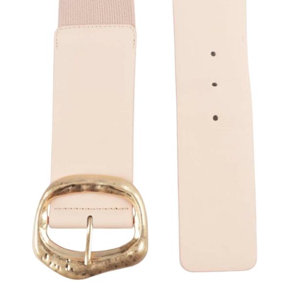 WIDE ELASTIC WAIST BELT WITH GOLD BUCKLE