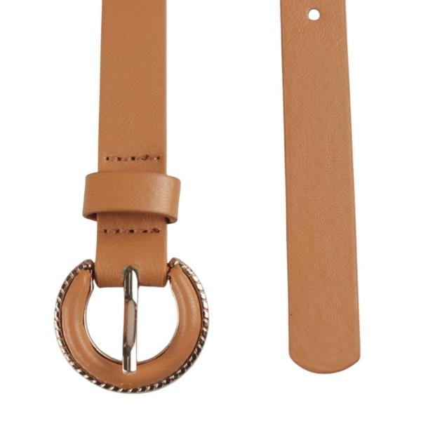 ROUND BUCKLE FAUX LEATHER BELT 3 PC SET