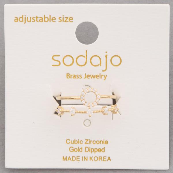 SODAJO CZ CIRCLE ADJUSTABLE GOLD DIPPED RING