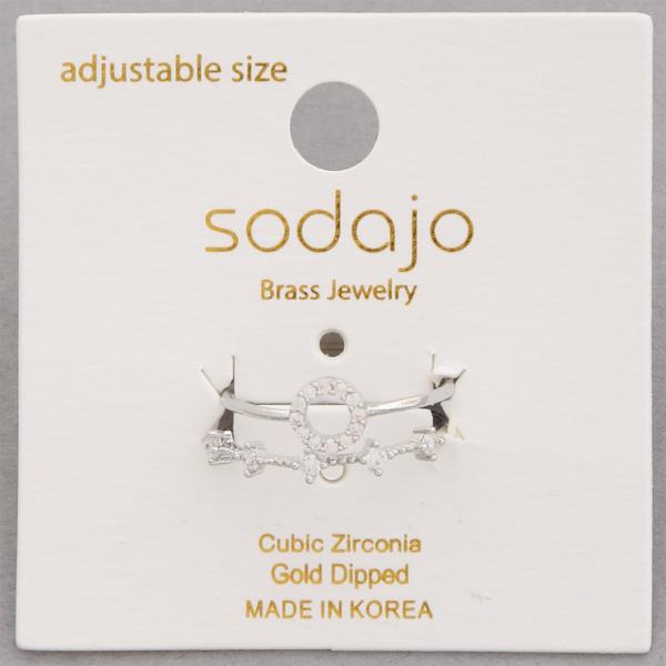 SODAJO CZ CIRCLE ADJUSTABLE GOLD DIPPED RING