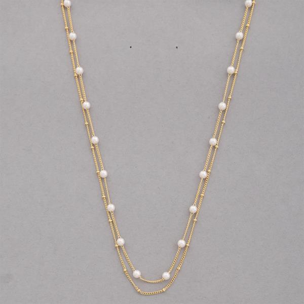 SODAJO PEARL BEAD LAYERED GOLD DIPPED NECKLACE