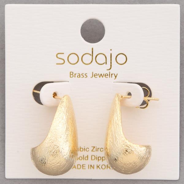 SODAJO TEXTURED TEARDROP DOME GOLD DIPPED EARRING