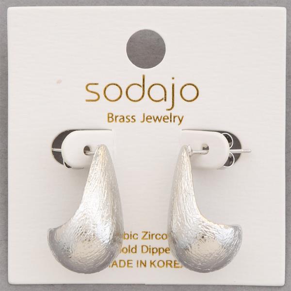 SODAJO TEXTURED TEARDROP DOME GOLD DIPPED EARRING