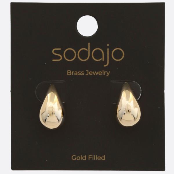 SODAJO TEARDROP DOME GOLD FILLED EARRING