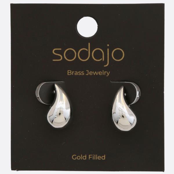 SODAJO TEARDROP DOME GOLD FILLED EARRING