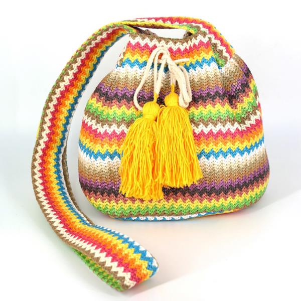 (ONLINE ONLY) MULTI COLOR STRIPED BUCKET BAG