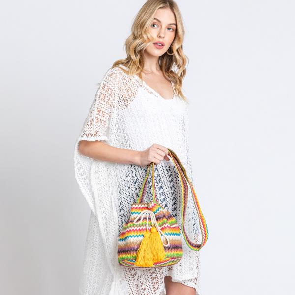 (ONLINE ONLY) MULTI COLOR STRIPED BUCKET BAG