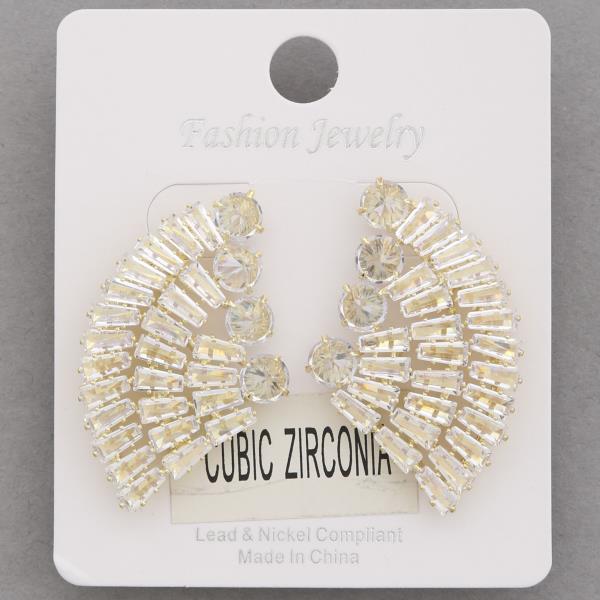 FAN SHAPE CZ EARRING