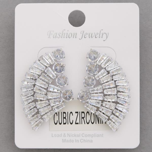 FAN SHAPE CZ EARRING