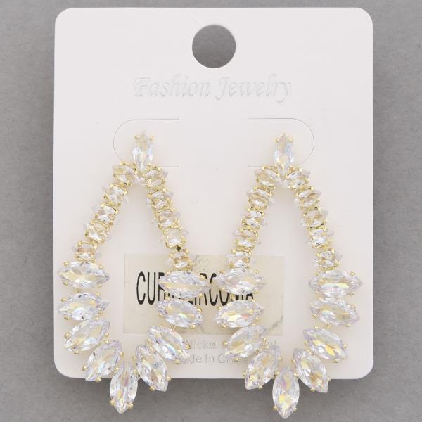 MARQUISE POINTED OVAL CZ DANGLE EARRING