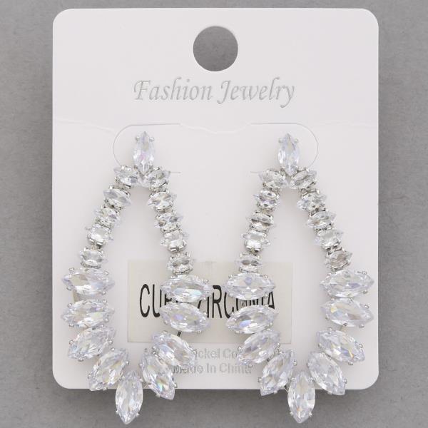 MARQUISE POINTED OVAL CZ DANGLE EARRING