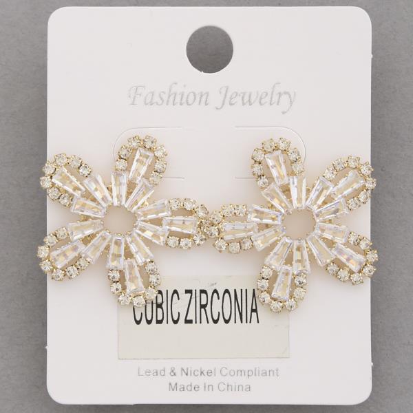 FLOWER SHAPE CZ EARRING