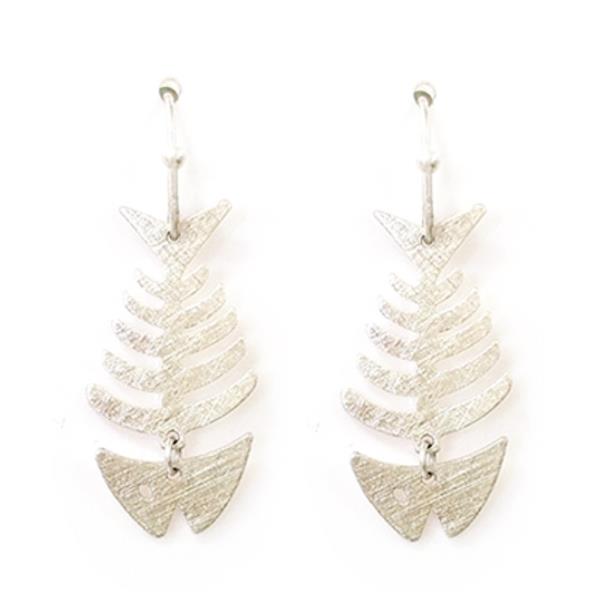 TEXTURED METAL FISHBONE EARRING