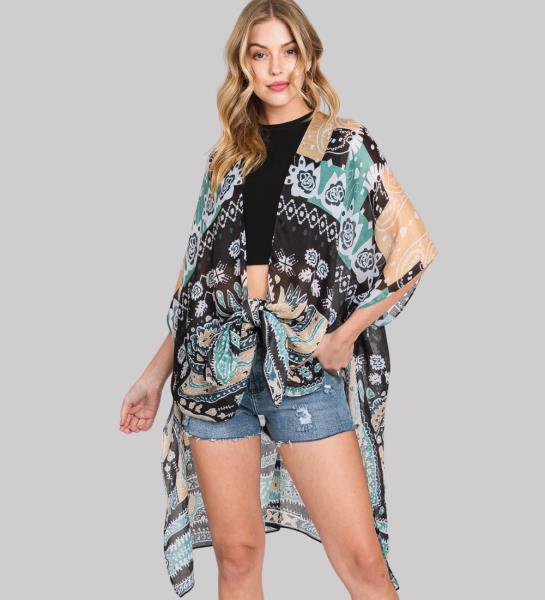 (ONLINE ONLY) GEOMETRIC BOHO PRINT KIMONO