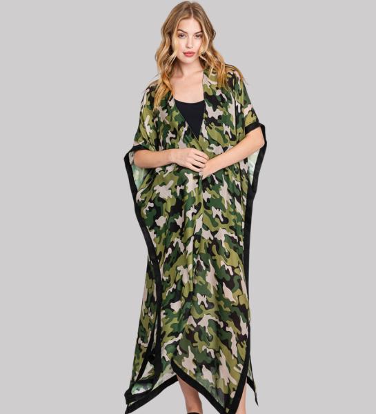 (ONLINE ONLY) CAMO PRINT FRONT OPEN LONG KIMONO