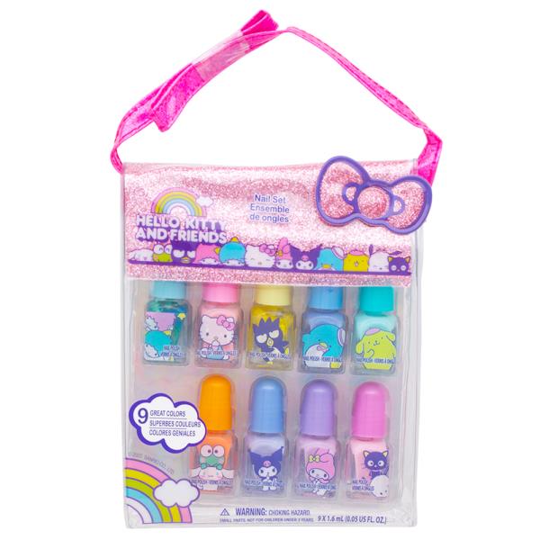 HELLO KITTY AND FRIENDS 9 COLOR NAIL POLISH SET W CASE