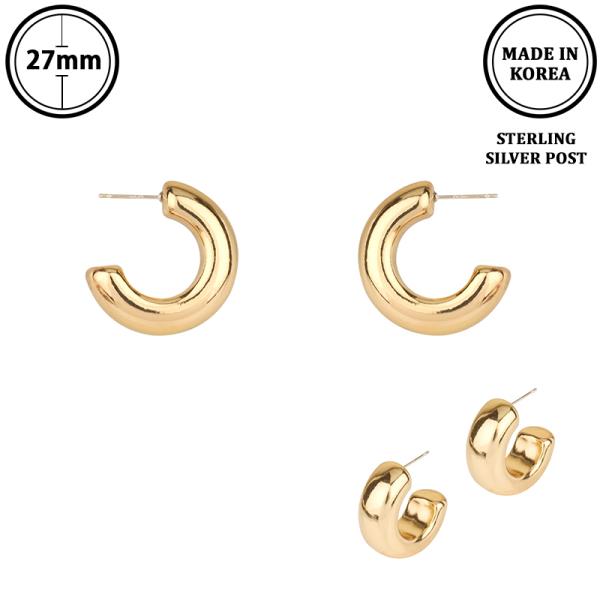 METAL PUFFY C HOOP EARRING