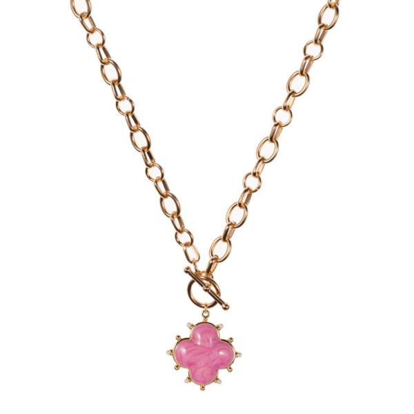 CLOVER SHAPED COLOR-ENAMEL SHORT NECKLACE