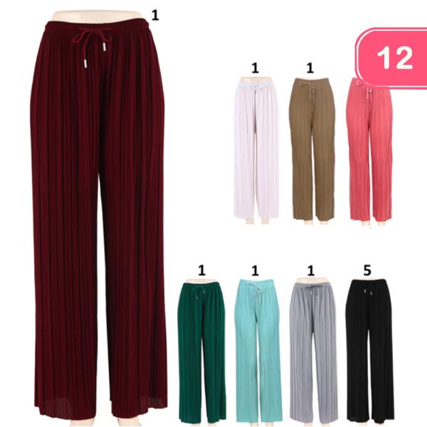 PLEATED WIDE-LEG DRAWSTRING PANTS (12 UNITS)