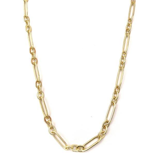 LONG OVAL CIRCLE LINK METAL NECKLACE