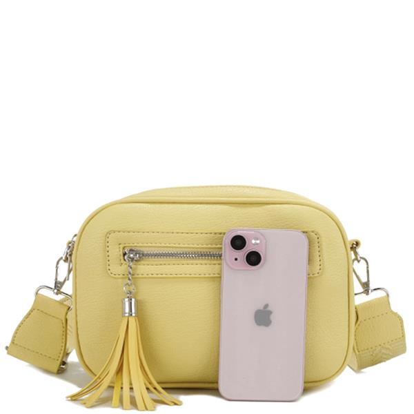 PLAIN COLOR ZIPPER CROSSBODY BAG