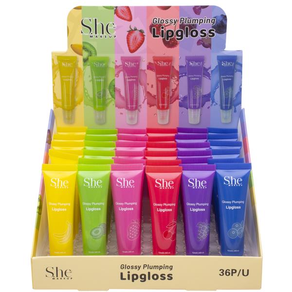 SHE MAKEUP GLOSSY PLUMPING LIPGLOSS (36 UNITS)