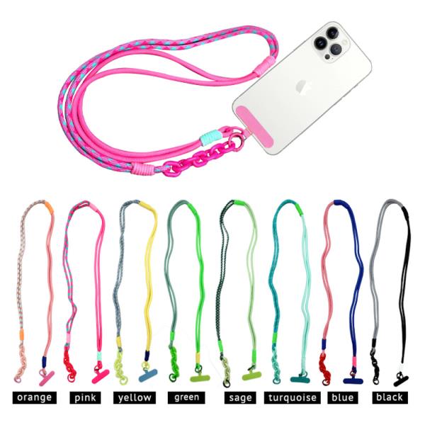 TWO PATTERN ROPE BAG CHARM KEYCHAIN PHONE HOLDER