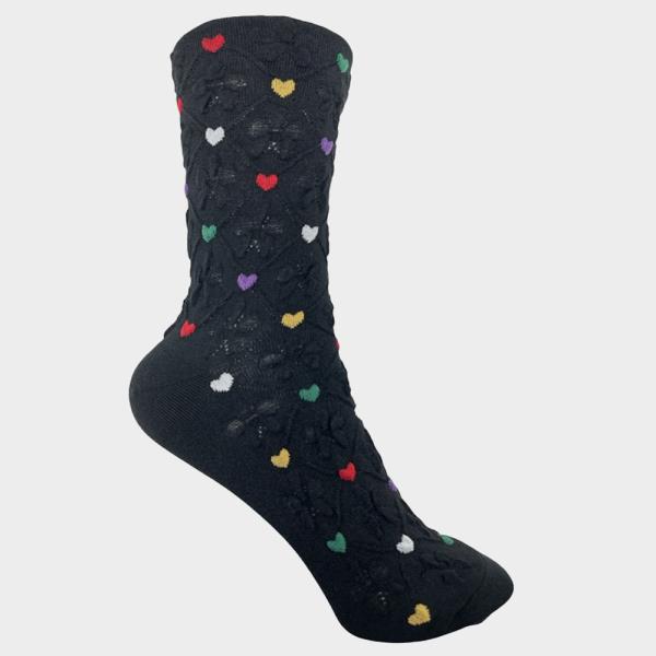 MULTICOLOR HEARTS PATTERN CREW SOCKS