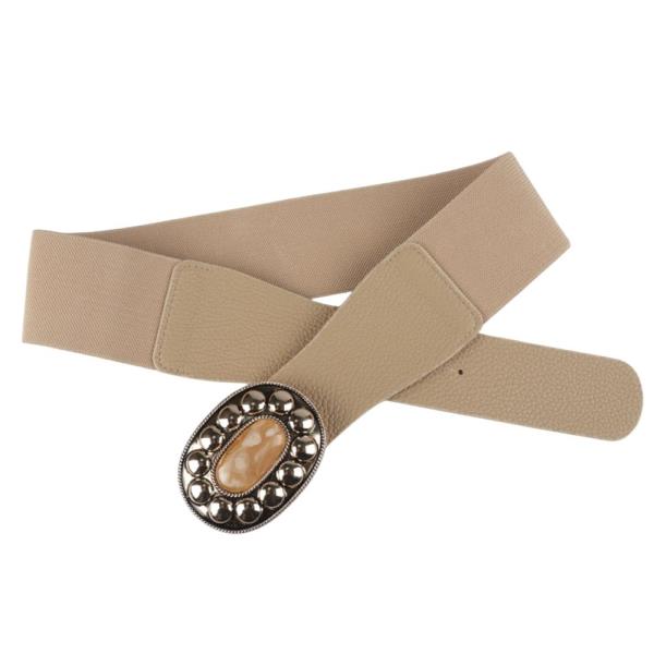 OVAL STONE BUCKLE ELASTIC BELT