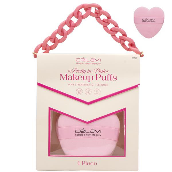 CELAVI PRETTY IN PINK HEART 4PC MAKEUP PUFFS