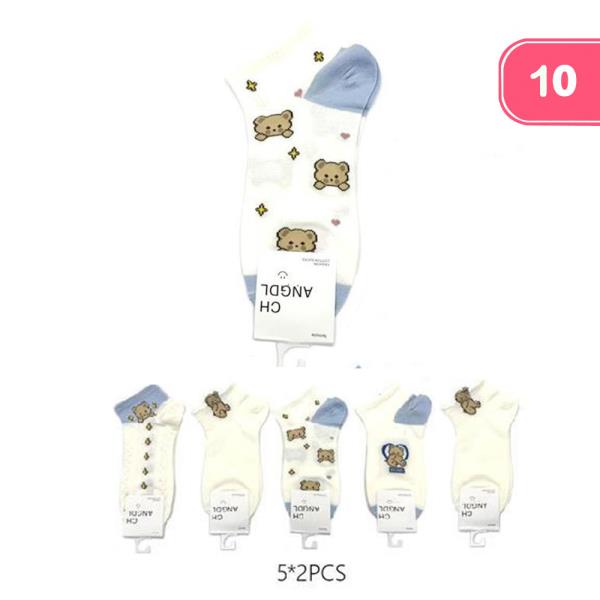 BEAR PRINT ANKLE SOCKS (10 UNITS)