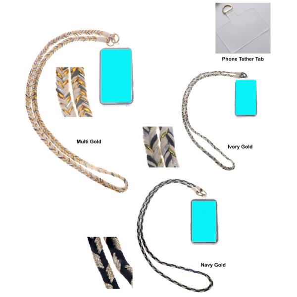 CROSSBODY BRAIDED PHONE STRAP & KEY CHAIN WITH PHONE TETHER TAB