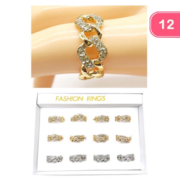 RHINESTONE LINK RING (12 UNITS)