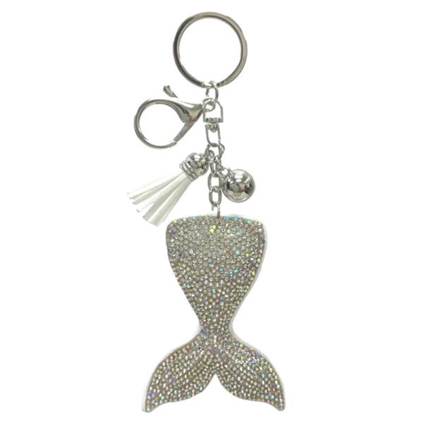 RHINESTONE MERMAID KEYCHAIN WITH TASSEL