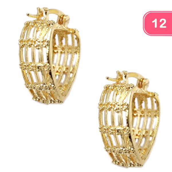 GOLD FILIGREE HEART HOOP EARRINGS(12 UNITS)