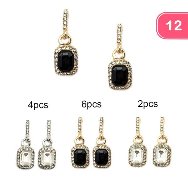 WOMEN`S RHINESTONE DANGLE EARRINGS (12 UNITS)