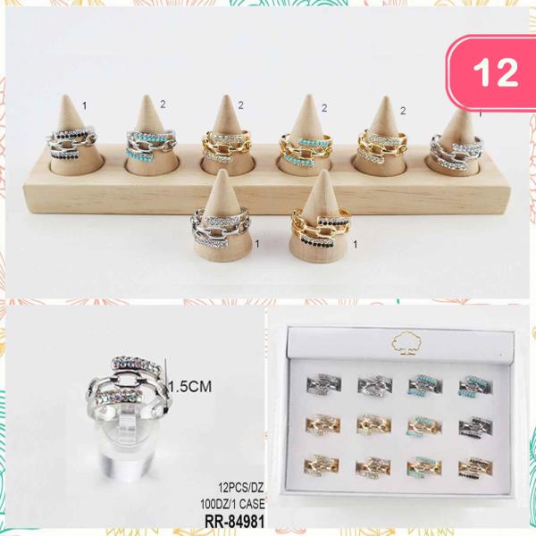 TEXTURED METAL LINKED RING SET (12 UNITS)