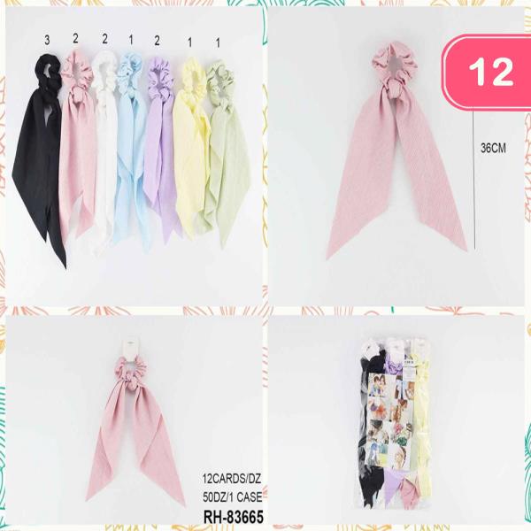 SCRUNCHIES HAIR TIE WITH TAIL (12 UNITS)