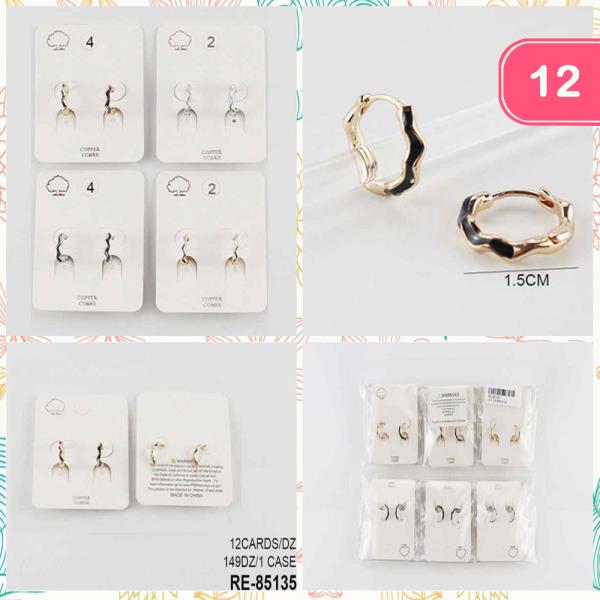 METAL WAVE HUGGIE HOOP EARRINGS (12 UNITS)