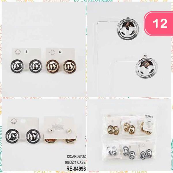 ROUND METAL STUD EARRINGS (12 UNITS)