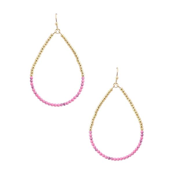 DAINTY BALL BEAD TEARDROP DANGLE EARRING