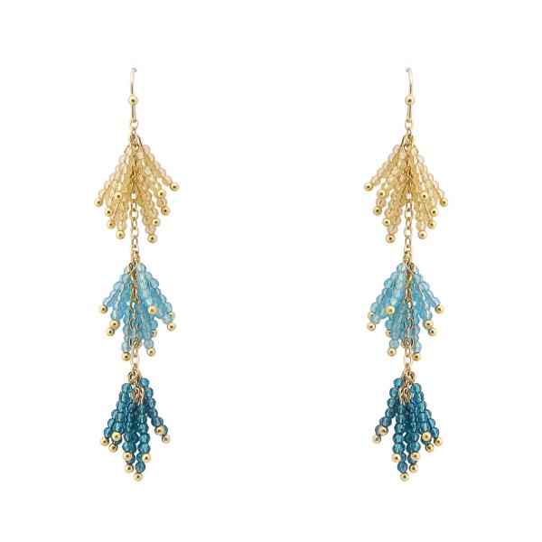 TRIPLE COLOR BEADED DANGLE EARRING