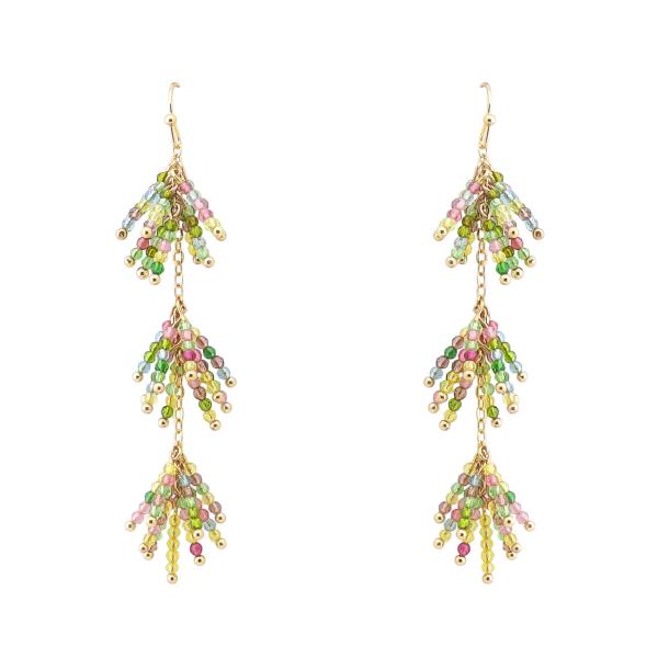 TRIPLE COLOR BEADED DANGLE EARRING