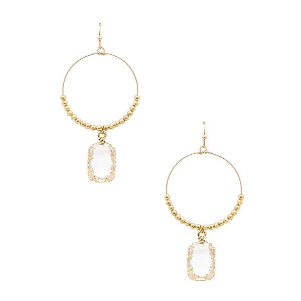 CRYSTAL BALL BEAD HOOP DANGLE EARRING