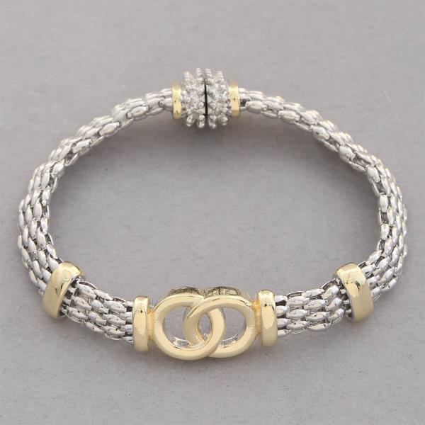 TWO TONE CIRCLE LINK METAL BRACELET