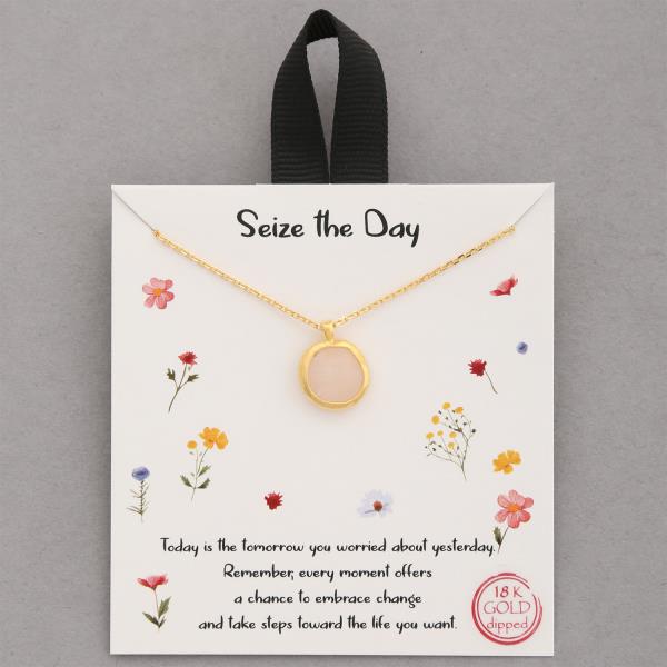 18K GOLD RHODIUM DIPPED SEIZE THE DAY NECKLACE