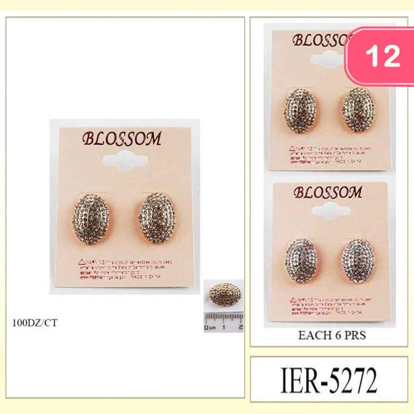 TEXTURED METAL OVAL STUD EARRINGS (12 UNITS)