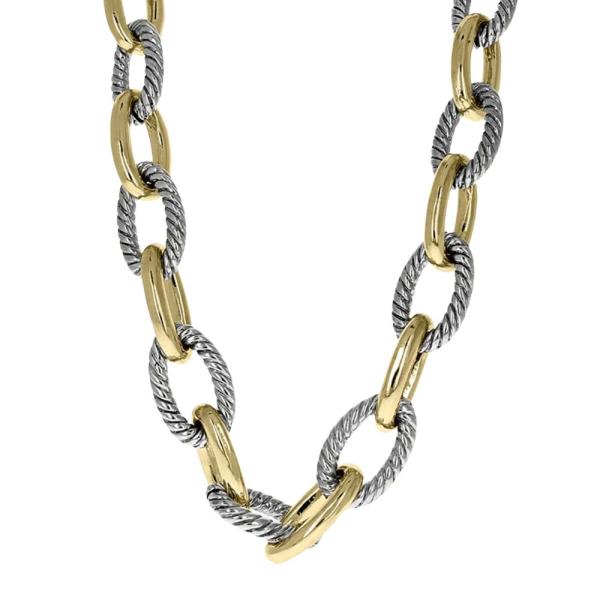 TWO TONE OVAL LINK METAL NECKLACE